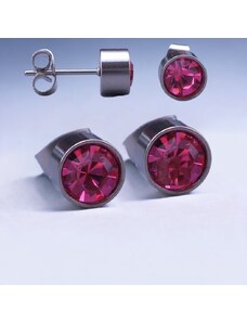Růžové náušnice z chirurgické oceli velikost 4mm, 6mm