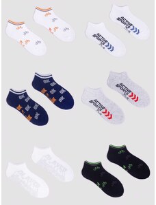 Yoclub Kids's Boys' Ankle Cotton Socks Patterns Colours 6-Pack SKS-0008C-AA00-004