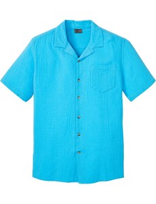 bonprix Mušelínová košile s krátkým rukávem Modrá