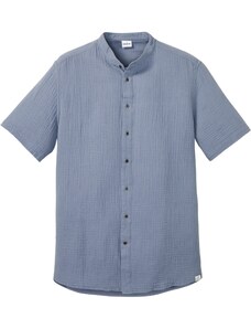 bonprix Košile z mušelínu, krátký rukáv Modrá