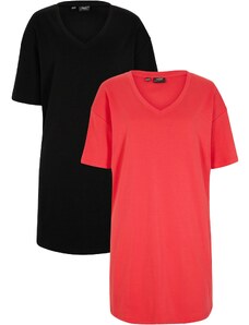 bonprix Úpletové šaty s výstřihem do V, oversized (2 ks v balení) Pink