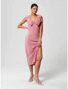 Sinsay - Midi šaty s rozparkem - růžová