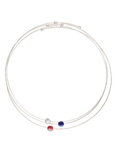 GeorGina Trikolóra, třídílná dámská sada náhrdelníků s bílým, červeným a modrým broušeným korálkem