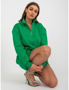 Fashionhunters Zelené mikinové basic šaty se zipem