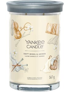 Yankee Candle vonná svíčka Signature Tumbler ve skle velká Soft Wool & Amber 567g
