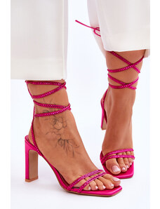 Kesi Elegantní vázané sandály s kamínky Fuchsie Nessy