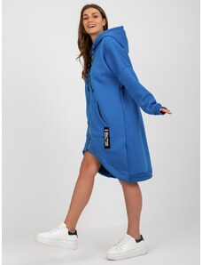 Fashionhunters Tmavě modrá dlouhá asymetrická bavlněná mikina