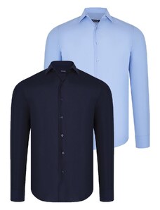 DUAL SET G726 DEWBERRY MENS SHIRTS-NAVY BLUE-BLUE