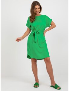 Fashionhunters Zelené šaty RUE PARIS s krátkým rukávem