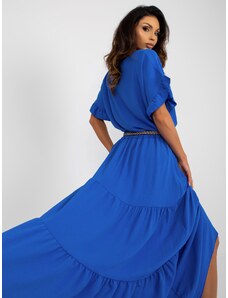 Fashionhunters Kobaltově modrá maxi sukně s volánem na léto