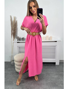 Kesi Dlouhé šaty s ozdobným páskem světle růžové barvy