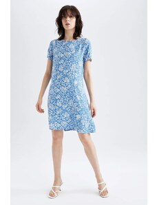 DEFACTO Relax Fit A Cut Short Sleeve Printed Mini Dress