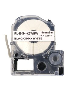 Páska - EPSON LK-5WBW, C53S655012 - 18 mm x 9 m bílá - černý tisk - extrémně lepivá - kompatibilní