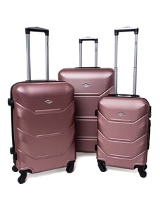 Rogal Růžová sada 3 luxusních skořepinových kufrů "Luxury" - vel. M, L, XL
