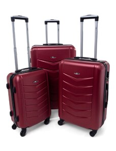 Rogal Tmavě červená sada 3 elegantních skořepinových kufrů "Armor" - vel. M, L, XL