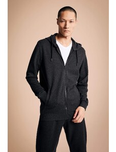 DEFACTO Regular Fit Hooded Zippered Cardigan