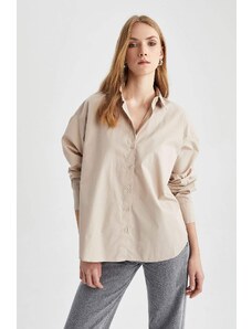 DEFACTO Oversize Fit Shirt Collar Poplin Long Sleeve Shirt