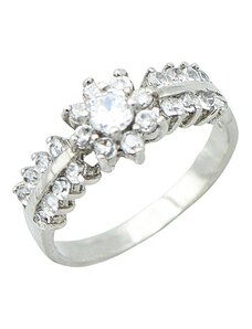 Pfleger Stříbrný prsten s květinkou a bílými kamínky