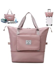 Cestovní skládací taška s velkým úložným prostorem - světle růžová