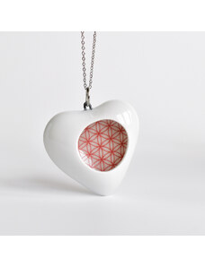 Porcelánový náhrdelník srdce - Květ života