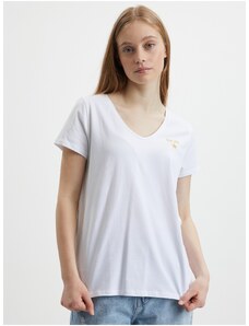 Bílé tričko s výšivkou Pieces Billy - Dámské