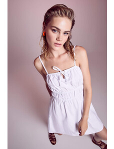 DEFACTO A Line Strappy Mini Short Sleeve Woven Dress