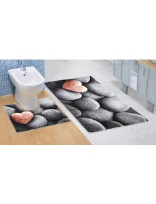Bellatex Koupelnová a WC předložka Tmavé kameny 3D SADA 60 x 100 cm + 60 x 50 cm