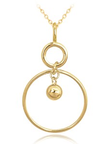 MINET Pozlacený moderní stříbrný náhrdelník KRUH s kuličkou JMAS0199GN45