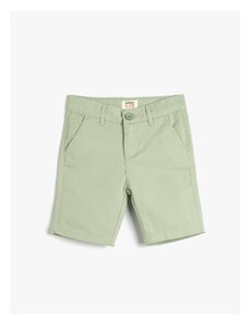 Koton Bermuda Shorts Basic Chino Pocket Cotton Adjustable Elastic Waist