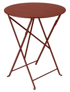 Zemitě červený kovový skládací stůl Fermob Bistro Ø 60 cm