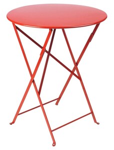 Makově červený kovový skládací stůl Fermob Bistro Ø 60 cm