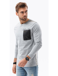 Ombre Clothing Chlapecké tričko s dlouhým rukávem a potiskem - žíhaná šedá L130