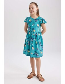 DEFACTO Girl Patterned Short Sleeve Combed Cotton Dress