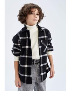 DEFACTO Boy Regular Fit Polo Neck Flannel Long Sleeve Shirt