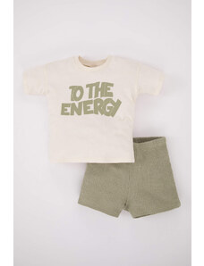 DEFACTO Baby Boy Printed Short Sleeve T-Shirt Shorts 2-Pack Set