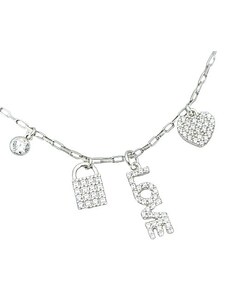 Pfleger Rhodiovaný náhrdelník s přívěšky s motivem lásky se zirkony