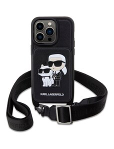 Ochranný kryt pro iPhone 14 Pro MAX - Karl Lagerfeld, Saffiano Crossbody Karl and Choupette NFT Black