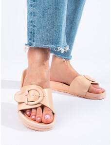 Beige slippers with Shelvt buckle