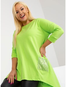 Fashionhunters Limetkově zelená halenka plus size velikosti asymetrického střihu