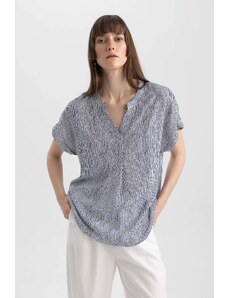 DEFACTO Crew Neck Regular Fit Short Sleeve Blouse