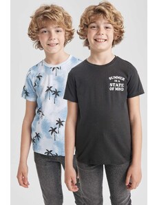 DEFACTO Boy Regular Fit Crew Neck Multicolored Patterned 2-pack Short Sleeve T-Shirt