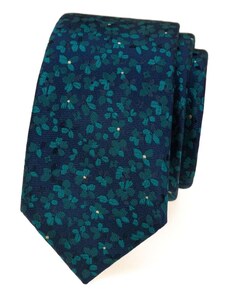 Úzká bavlněná kravata Avantgard - modro-zelená