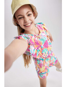 DEFACTO Girl Patterned Short Sleeve Jumpsuit