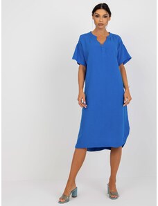 Fashionhunters Modré košilové šaty s krátkým OCH BELLA