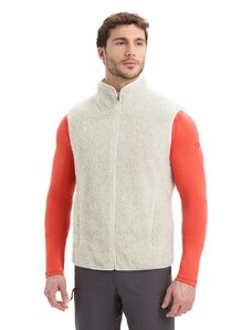 Pánská merino vesta ICEBREAKER Mens RealFleece High Pile Vest, Ecru Heather/Snow velikost: XL