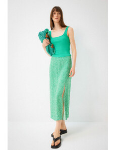 DEFACTO A-Line Floral Regular Waist Slit Midi Skirt