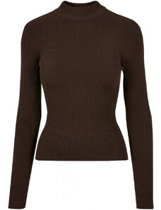 URBAN CLASSICS Ladies Rib Knit Turtelneck Sweater - brown