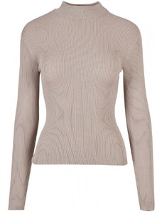 URBAN CLASSICS Ladies Rib Knit Turtelneck Sweater - warmgrey