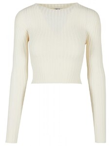 URBAN CLASSICS Ladies Cropped Rib Knit Twisted Back Sweater - whitesand