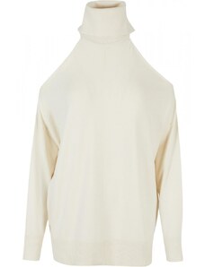 URBAN CLASSICS Ladies Cold Shoulder Turtelneck Sweater - whitesand
